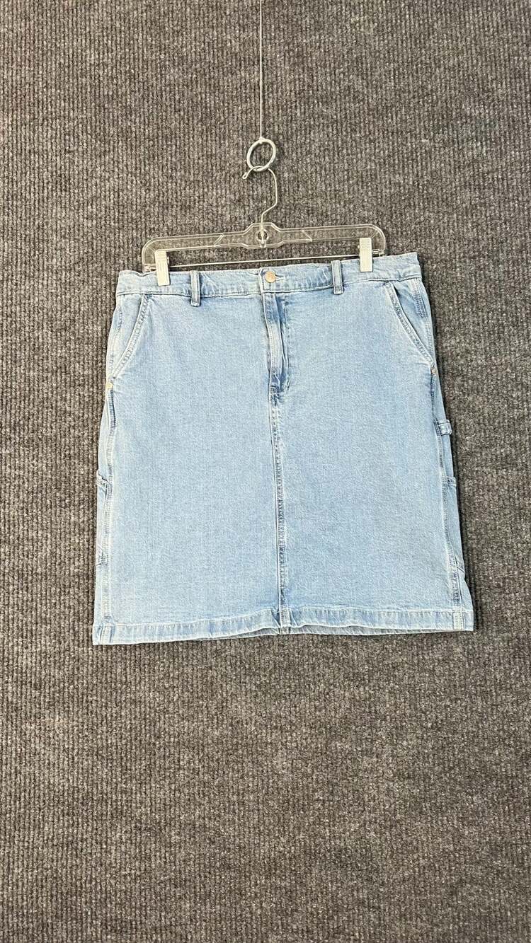 Gloria Vanderbilt Skirt Womens 12 Denim Carpenter Blue Light Wash Pockets Cotton